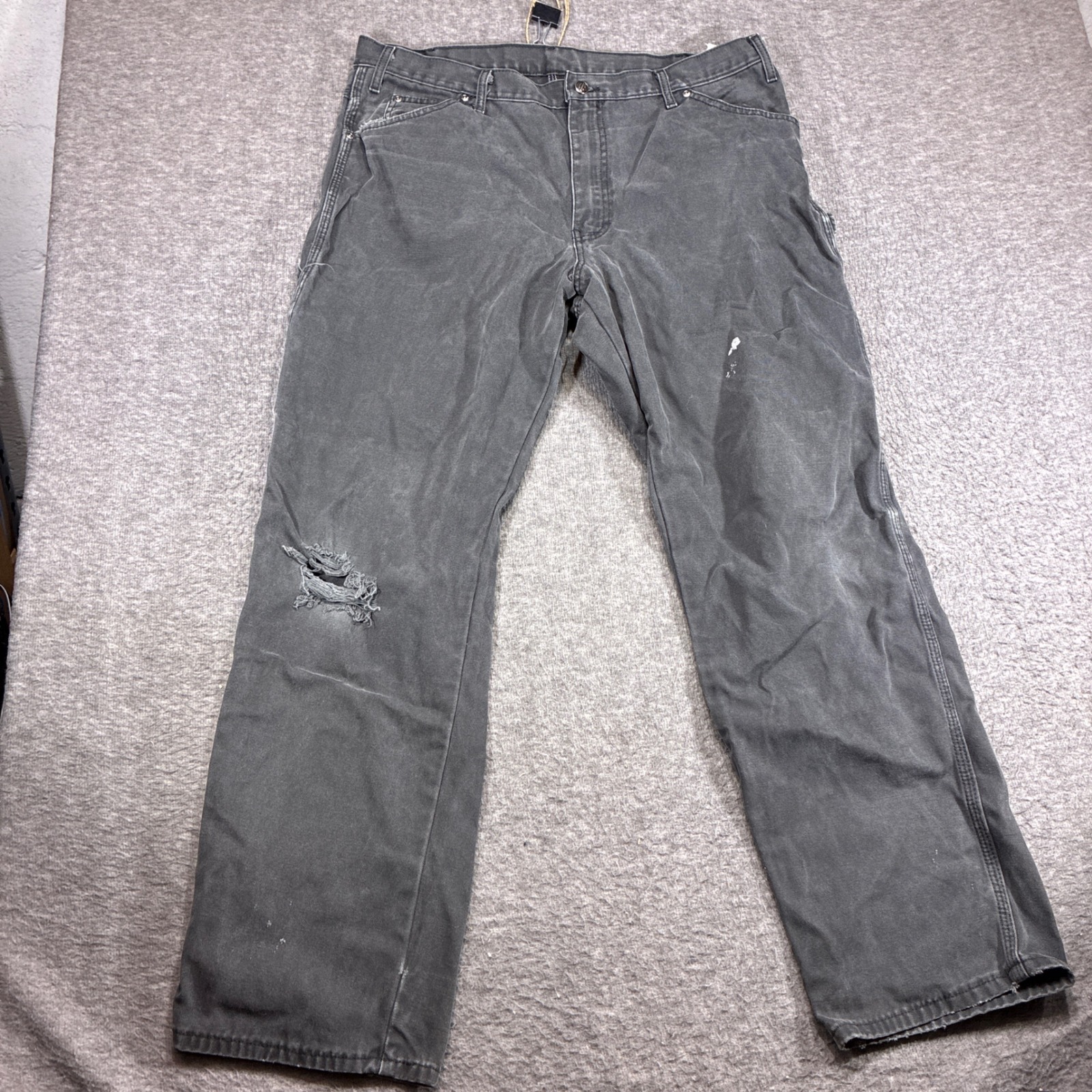 Vintage Dickies Carpenter Pants Mens 38x32 Black Distressed Workwear Heavyweight